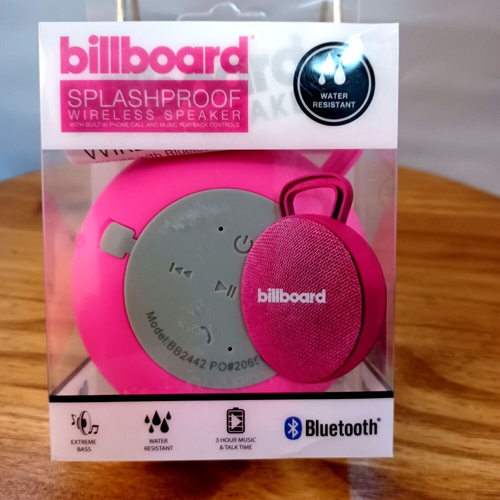 BILLBOARD Wireless Bluetooth SplashProof Speaker BB2442 Pink Water Resistant